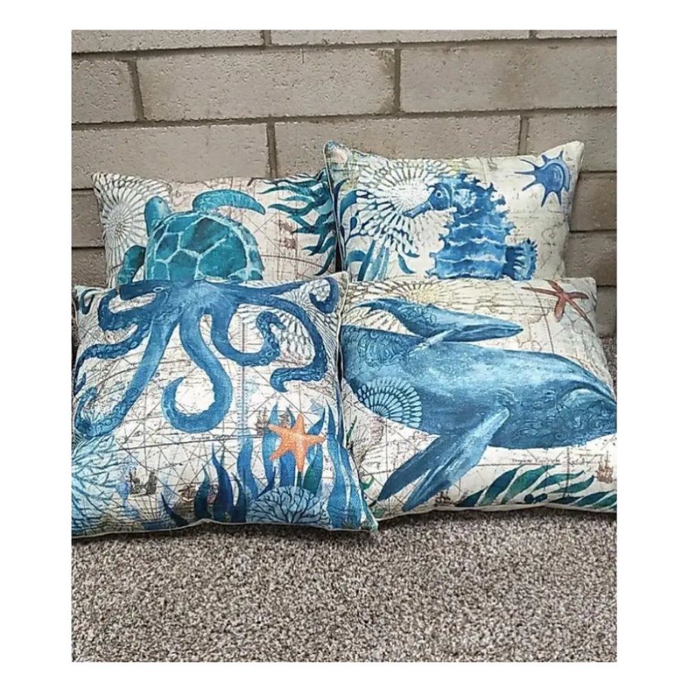 Decorative Throw Pillow Covers Cases Set Beach Decor Nautical Coastal Cottage - Picture 9 of 16
